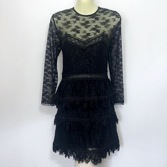 The Kooples Dresses & Skirts - The Kooples Dress “Moonlight “ Black Lace Ruffle NWOT Sz Medium~6